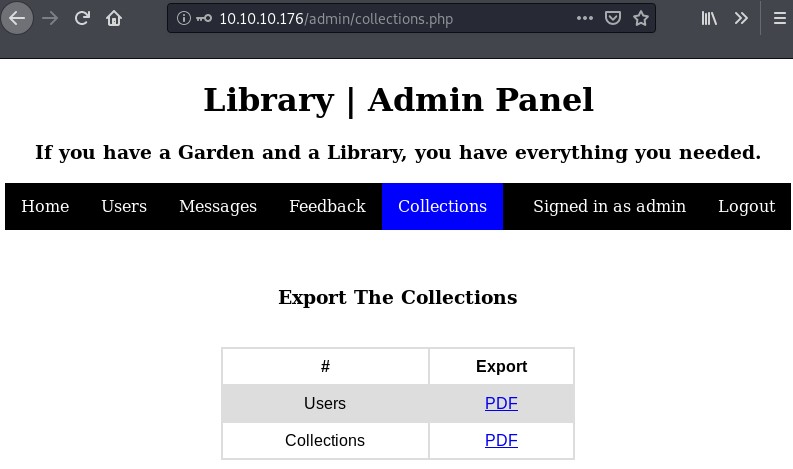 admin pdf export